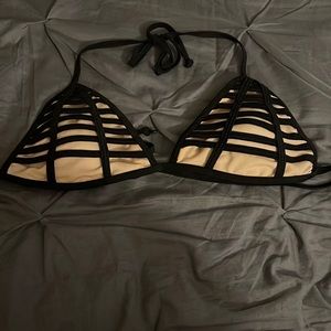 black and tan bikini top with padding
